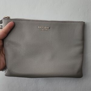Kate Spade Pebbled Gray Leather Wristlet